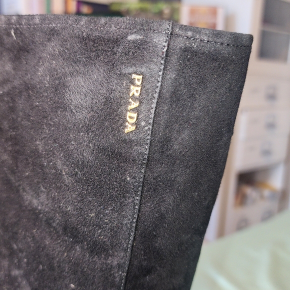 Prada Black Suede Knee Boots - Picture 3 of 8